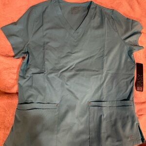 Blue V-Neck Scrub Top